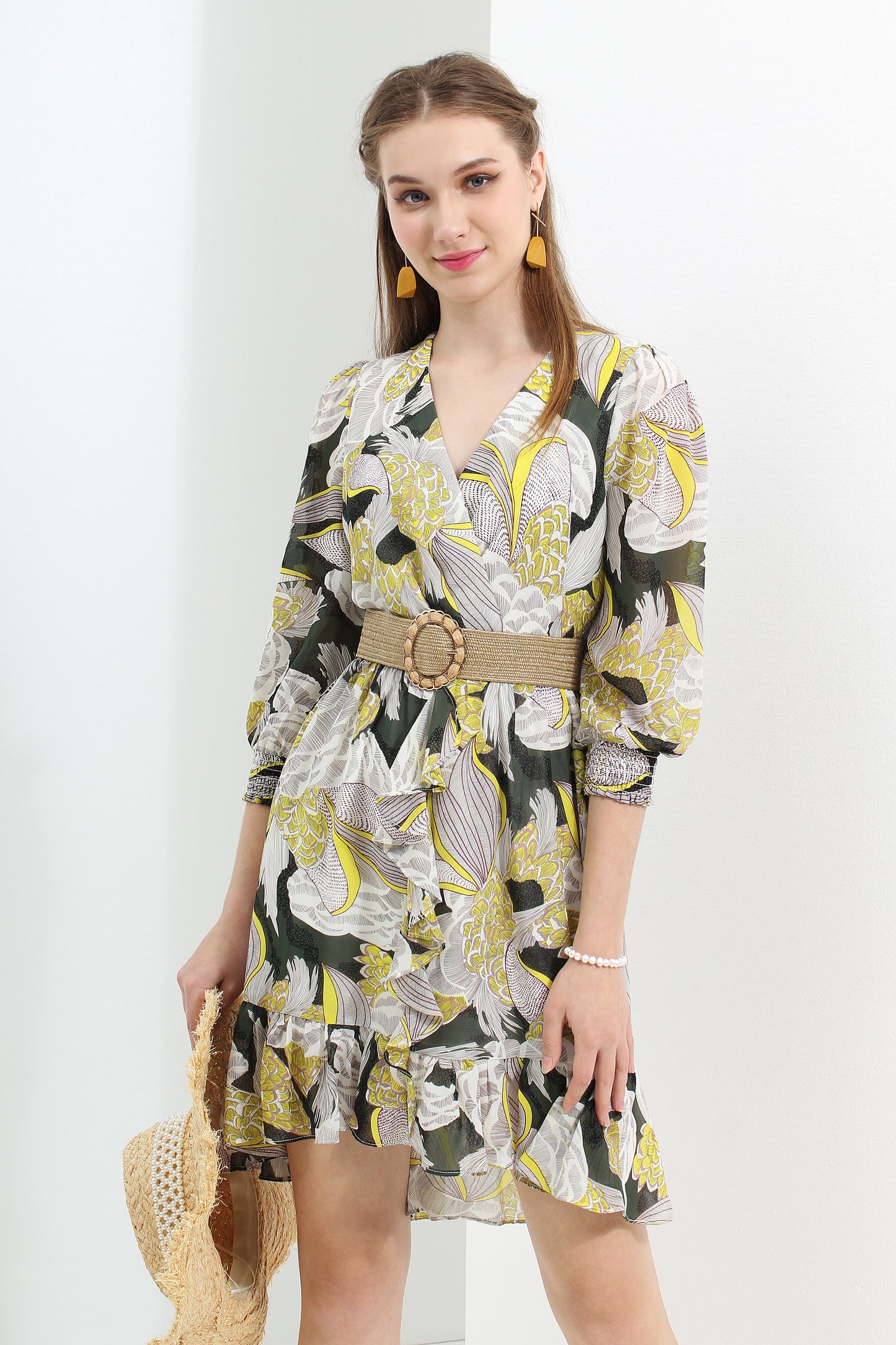 Anteros Tropical Floral Chiffon Dress