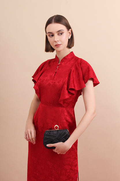 Heritage Petal Drape Modern Qipao Cheongsam