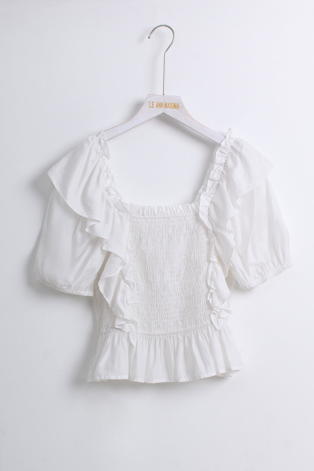 Off Shoulder Ruffle Top in White (L size)
