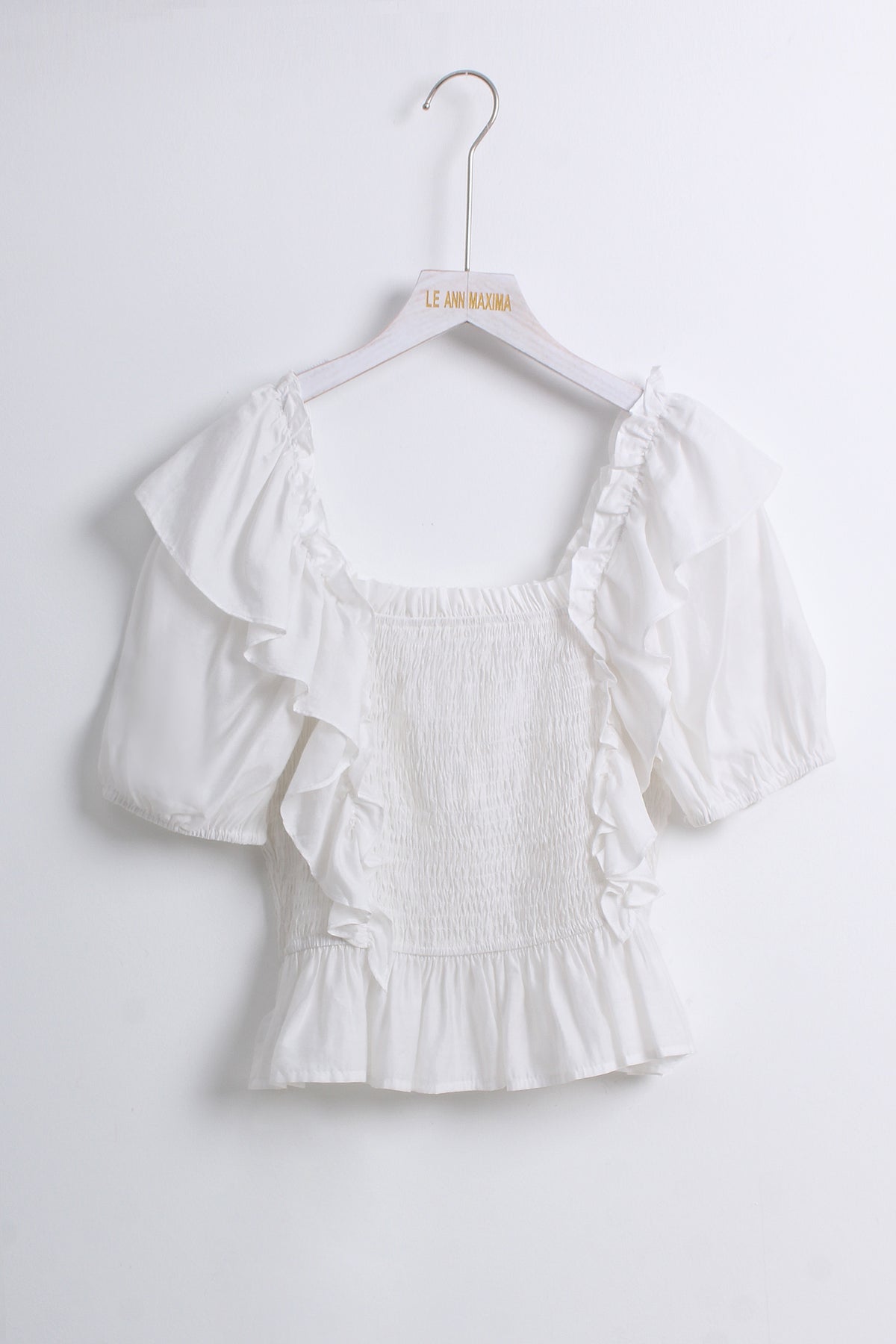Off Shoulder Ruffle Top in White (L size)