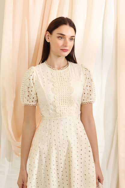 Anjali Broderie Anglaise Midi Dress