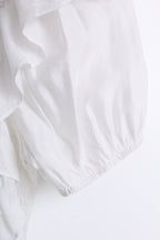 Off Shoulder Ruffle Top in White (L size)
