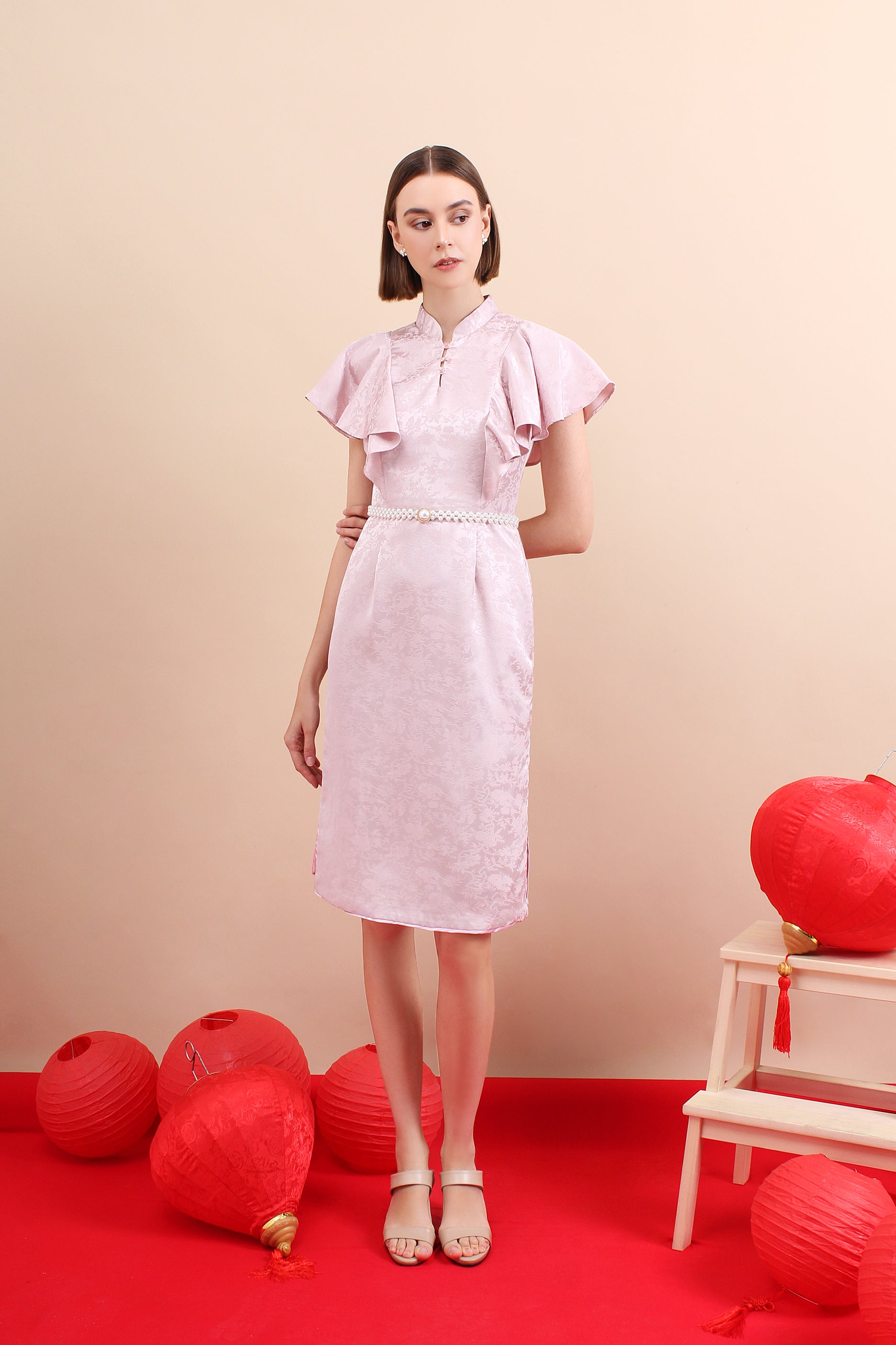 Heritage Petal Drape Modern Qipao Cheongsam