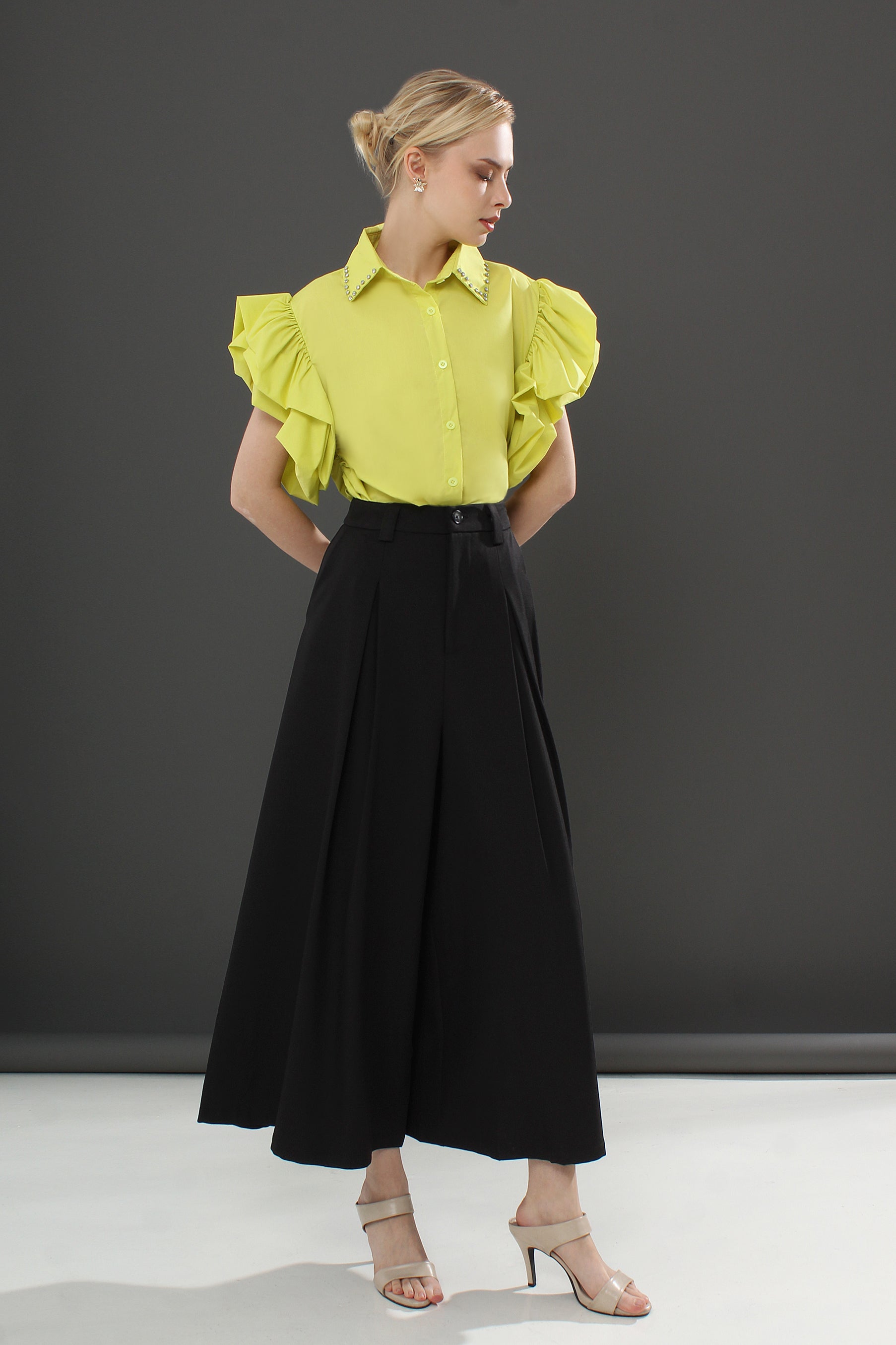 Pleated Wide-Leg Pants