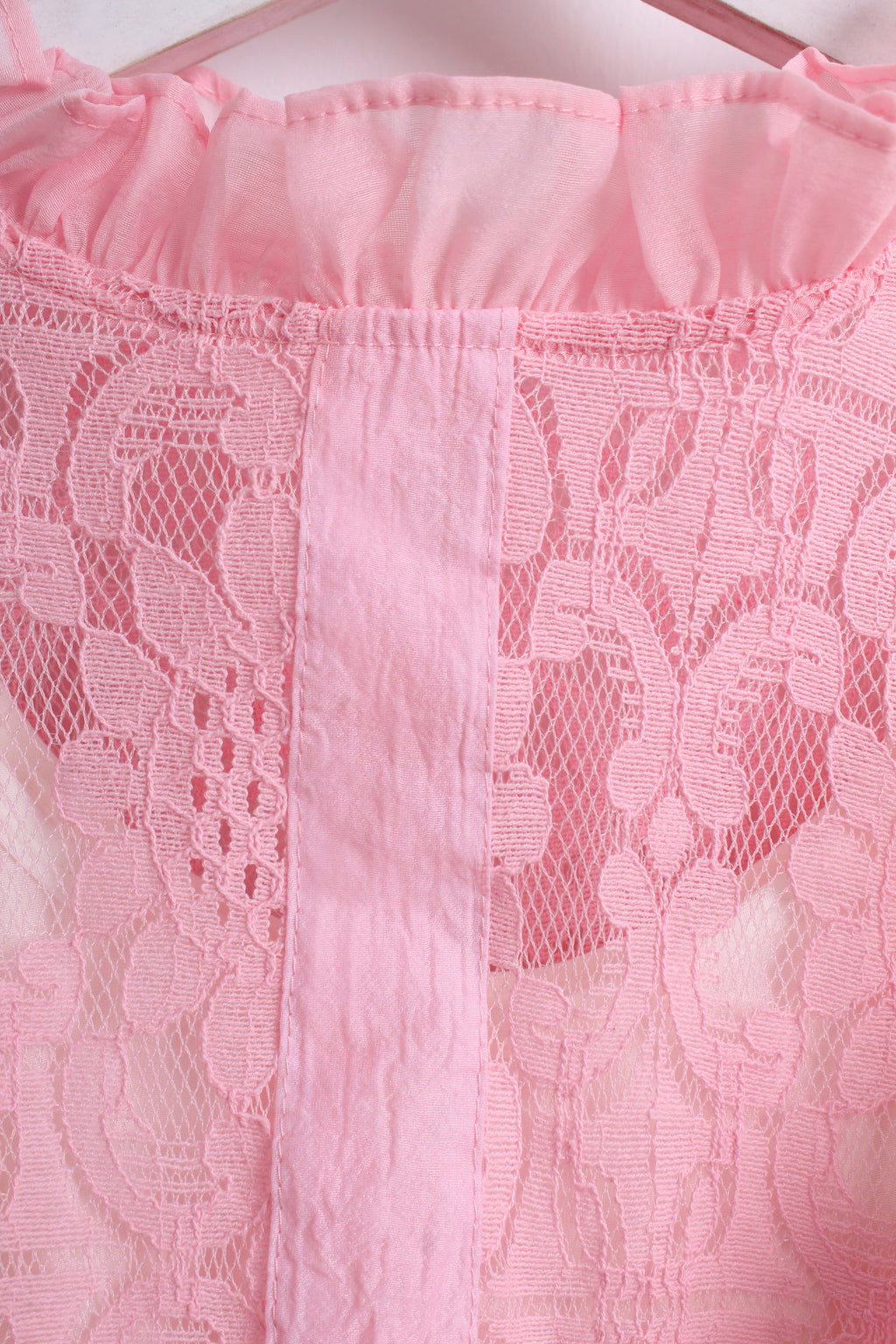 Ruffled Lace Top in Pink (Free Size)