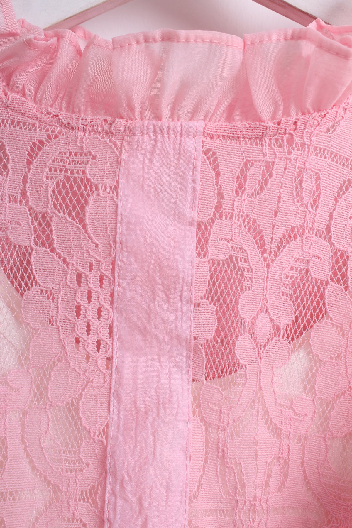 Ruffled Lace Top in Pink (Free Size)