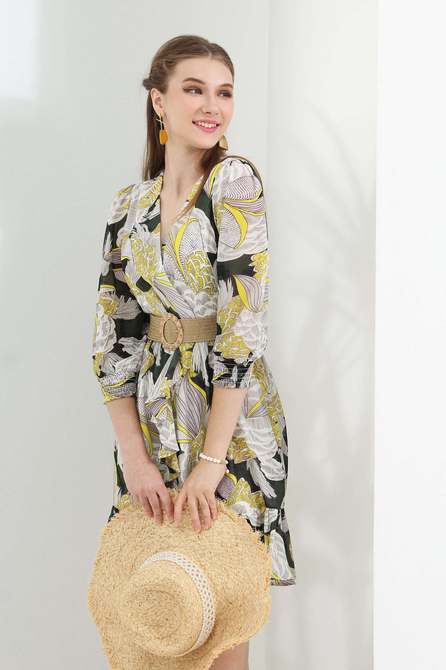 Anteros Tropical Floral Chiffon Dress