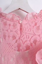 Ruffled Lace Top in Pink (Free Size)