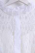 Ruffled Lace Top in White (Free Size)