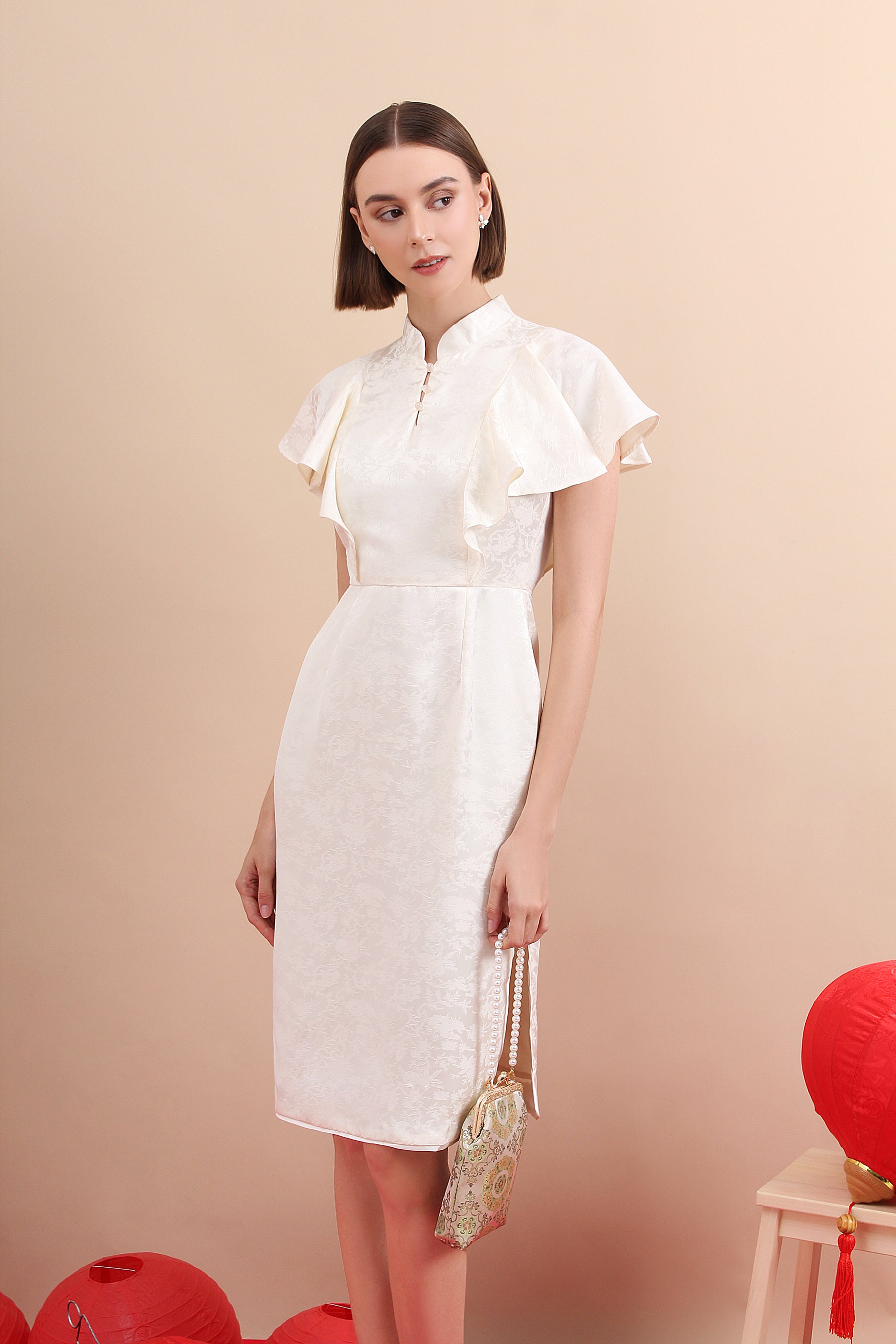 Heritage Petal Drape Modern Qipao Cheongsam