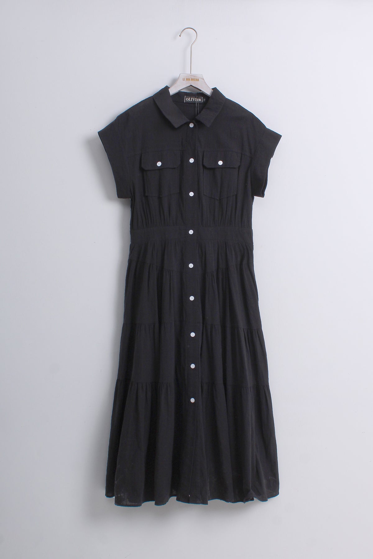 Button-Front Dress in Black (L size)