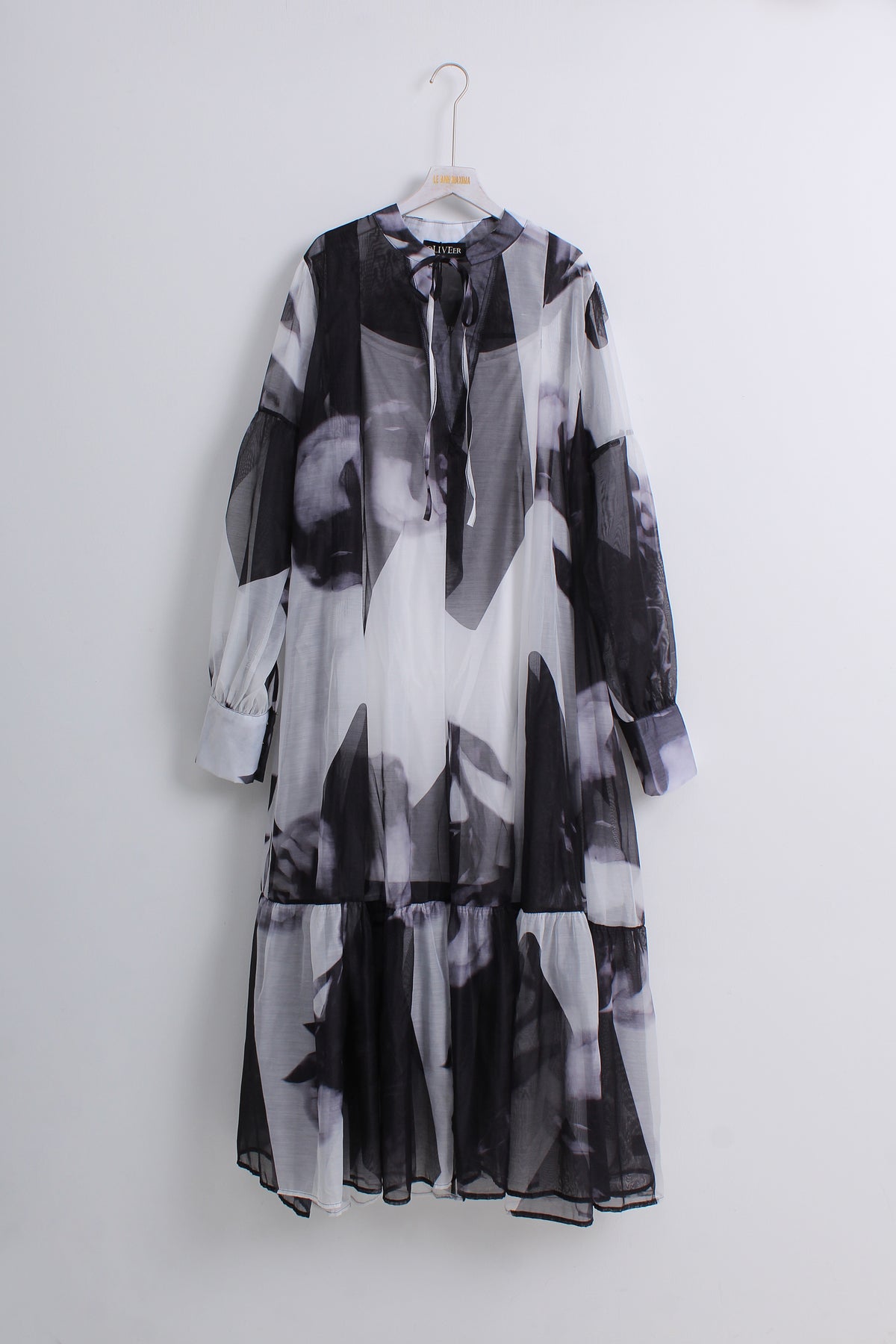 Abstract Print Long Dress with Inner (Free size)