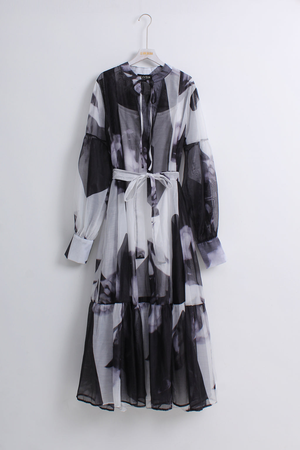 Abstract Print Long Dress with Inner (Free size)