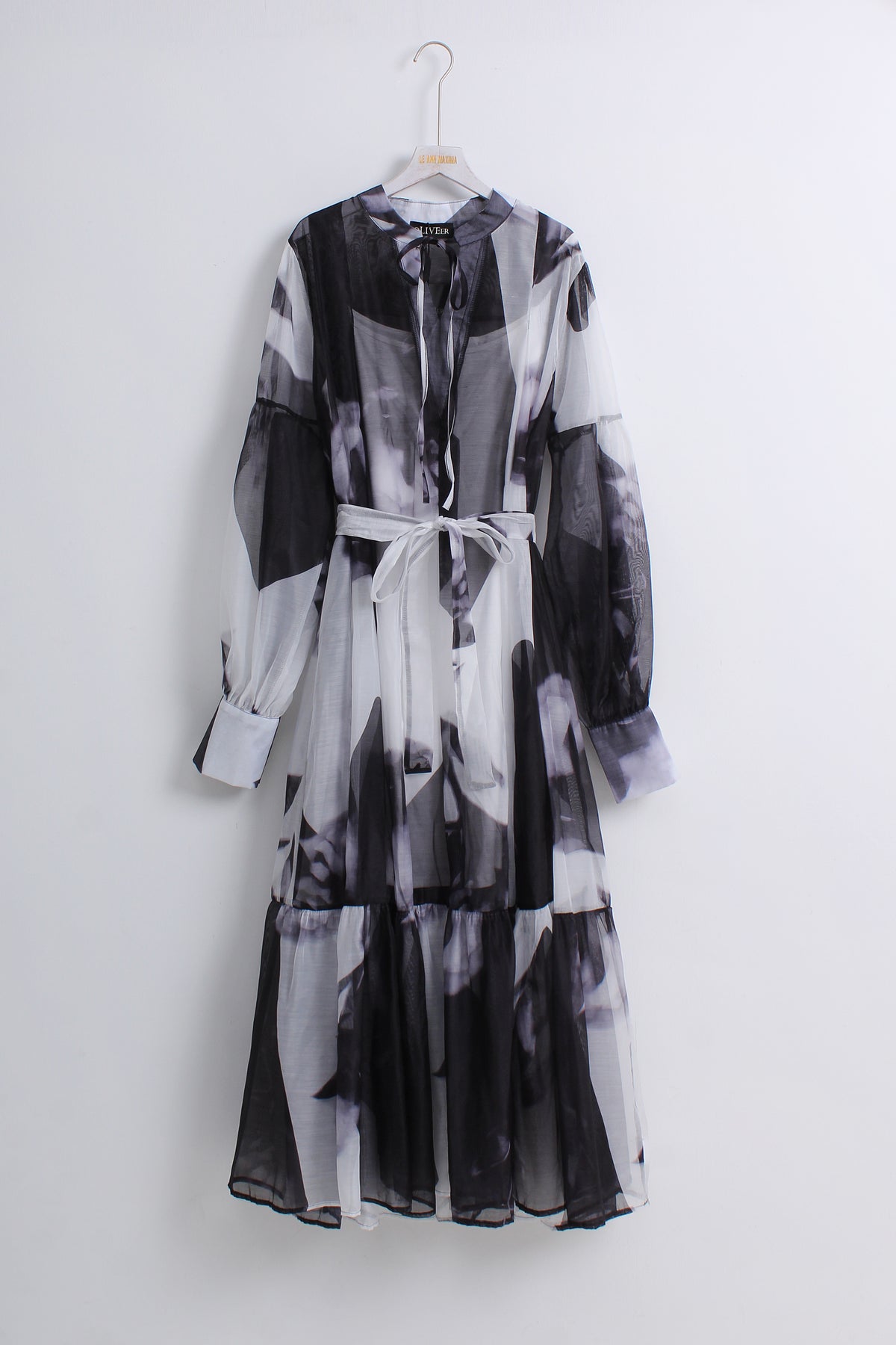 Abstract Print Long Dress with Inner (Free size)