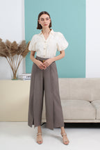 Puff Sleeve V Neck Shirt