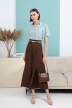 Puff Sleeve V Neck Shirt