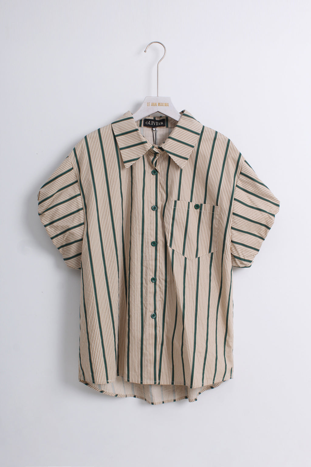 Stripe Shirt & Green Shorts 2 Piece Set (M size)