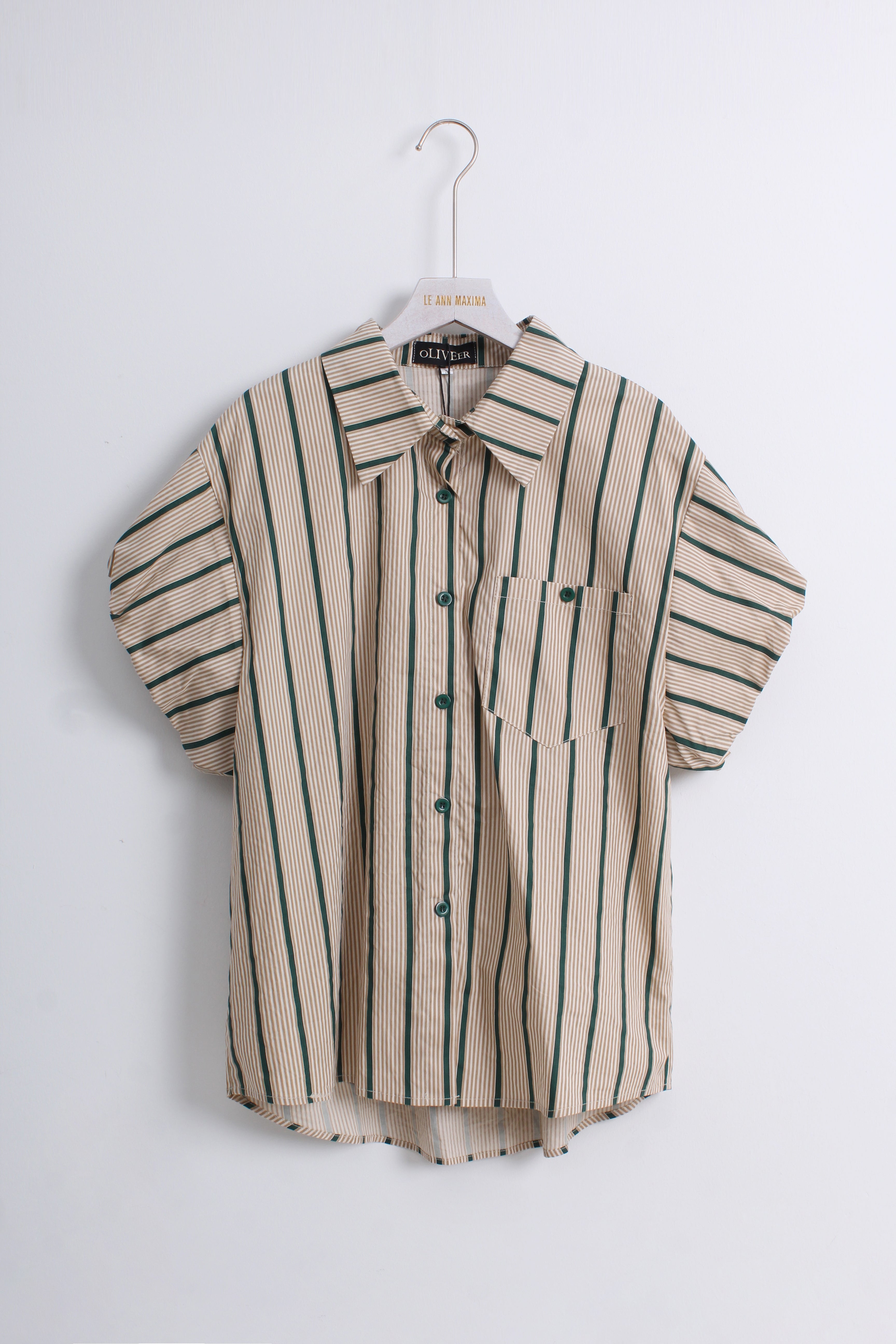 Stripe Shirt & Green Shorts 2 Piece Set (M size)
