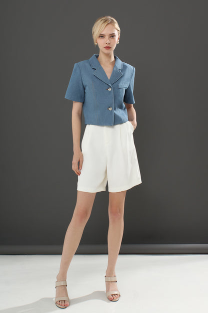 Claudia V-Neck Solid Top Blouse