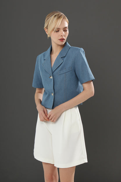 Claudia V-Neck Solid Top Blouse