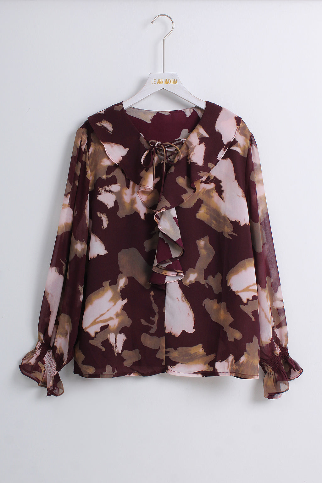 Ruffle Blouse in Burgundy (XL & 3XL size)