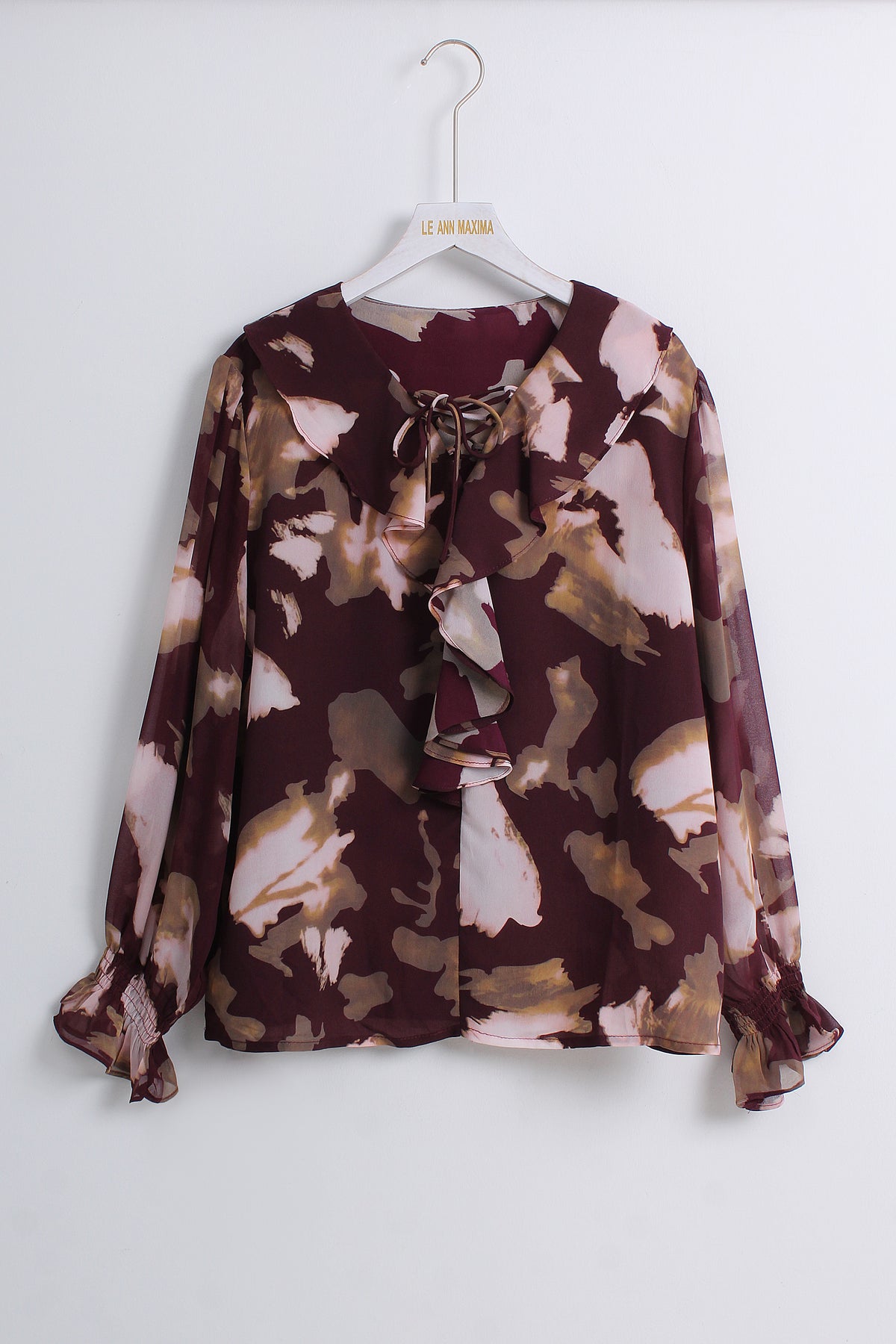 Ruffle Blouse in Burgundy (XL & 3XL size)