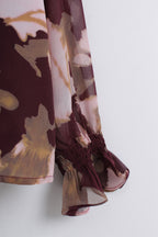 Ruffle Blouse in Burgundy (XL & 3XL size)