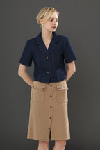Claudia V-Neck Solid Top Blouse