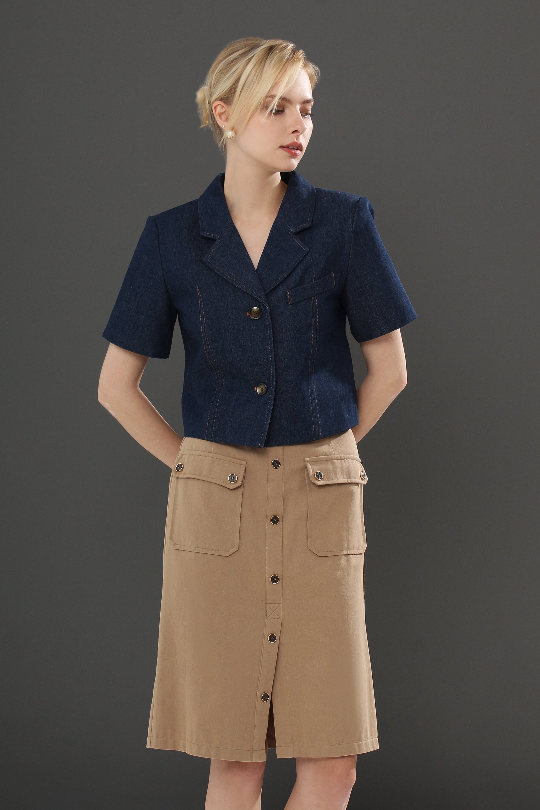 Claudia V-Neck Solid Top Blouse