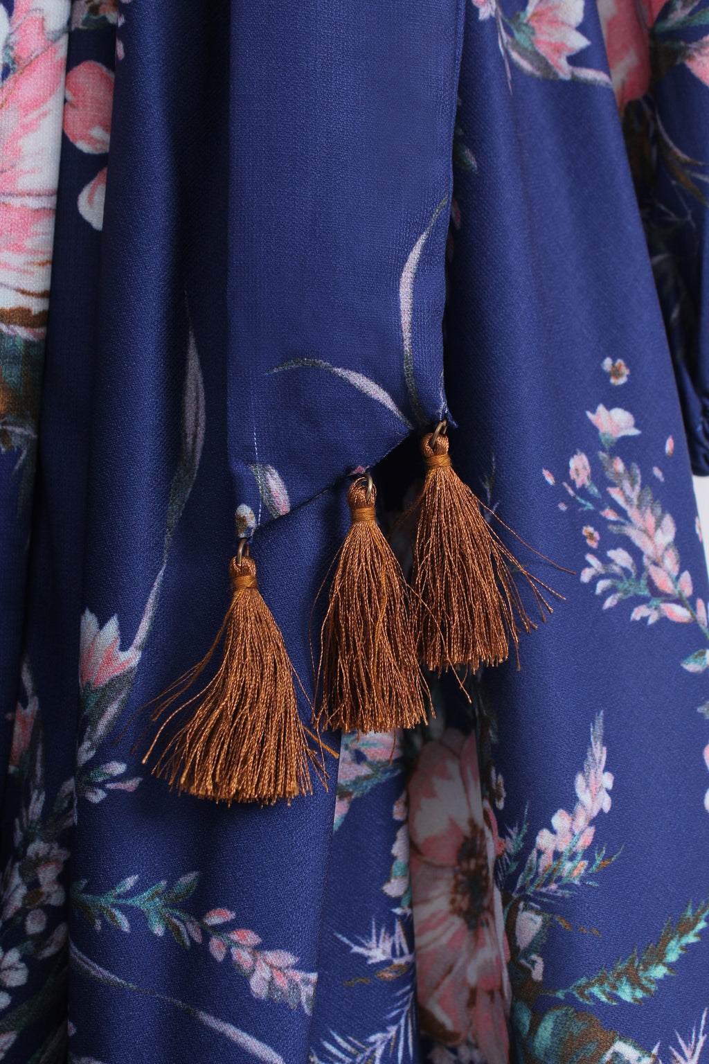 Navy Blue Floral Wrap Dress