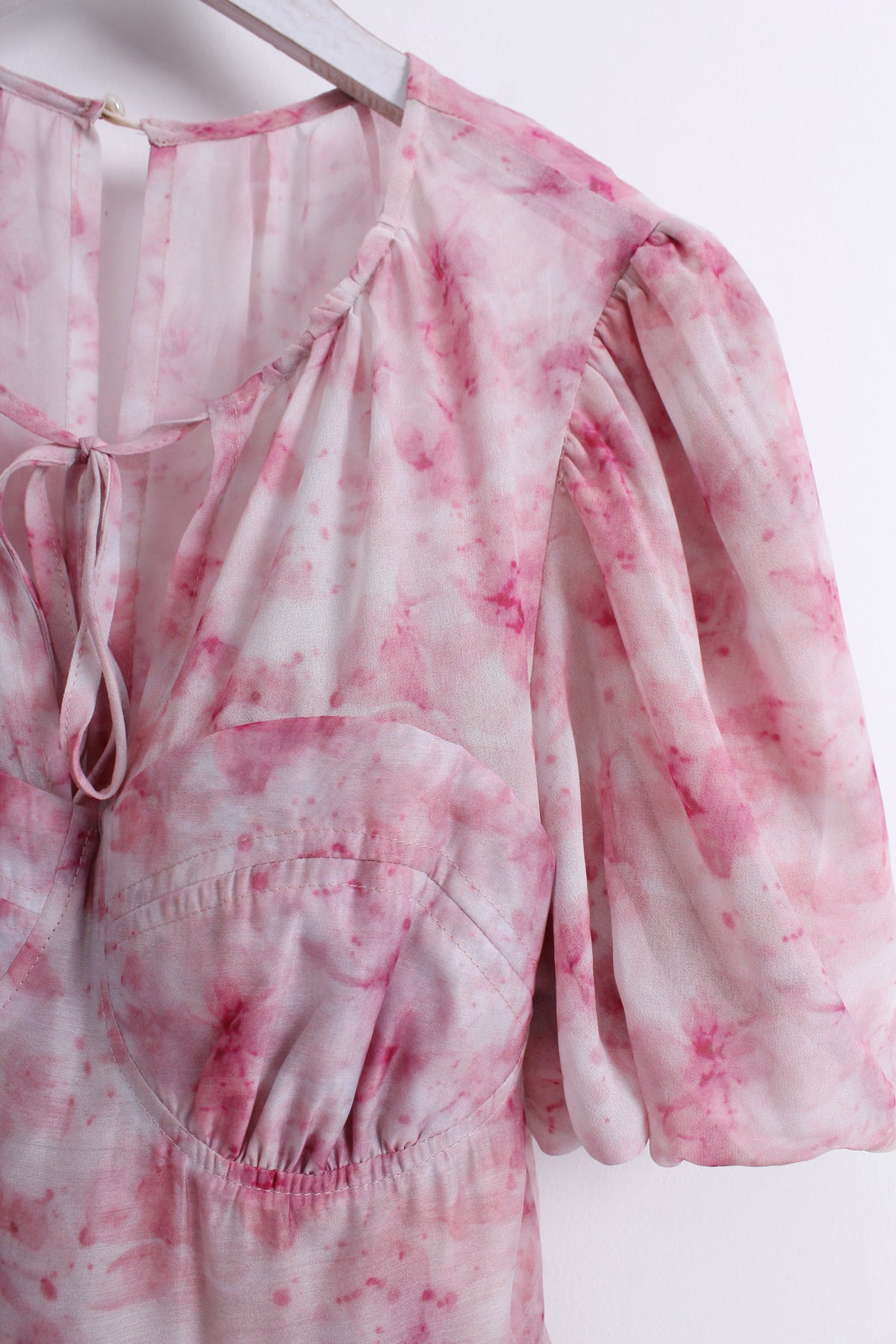 Chiffon Puff Sleeve Dress in Pink (M size)