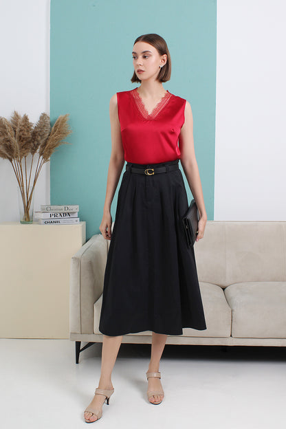 High Waist Flare Midi Skirt