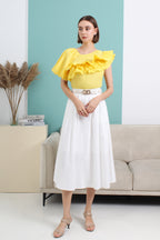 High Waist Flare Midi Skirt