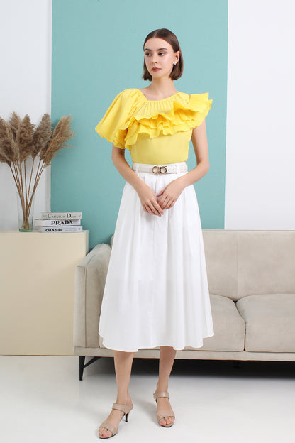 High Waist Flare Midi Skirt