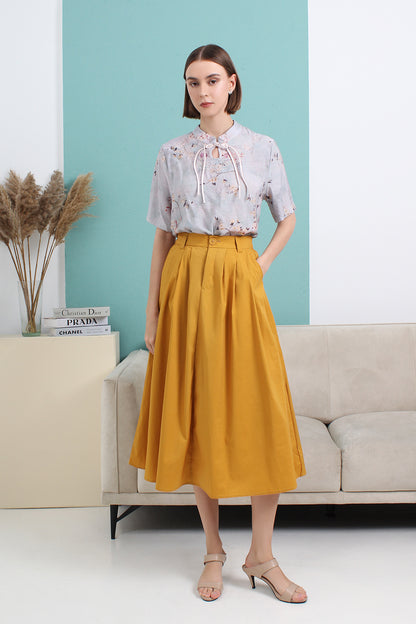 High Waist Flare Midi Skirt