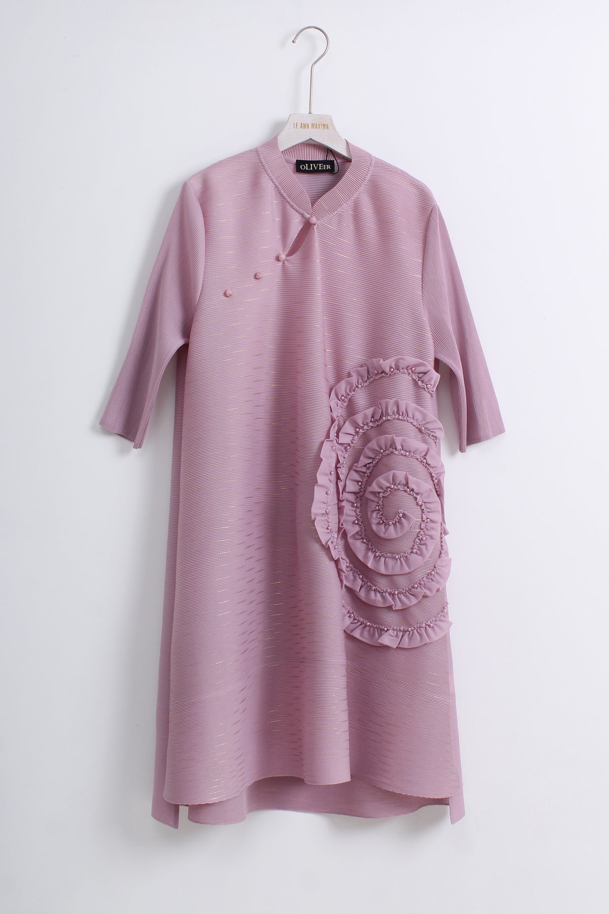 Mandarin Collar Dusty Pink Cheongsam Dress