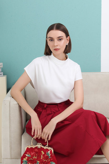 High Waist Flare Midi Skirt