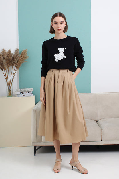 High Waist Flare Midi Skirt