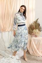 Ruffle Chiffon Sets With Floral Prints