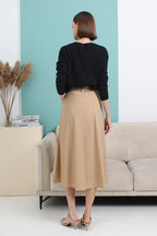 High Waist Flare Midi Skirt