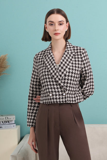 Modern Check Cropped Jacket