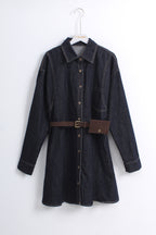 Denim Shirt Dress with Belt (L size)