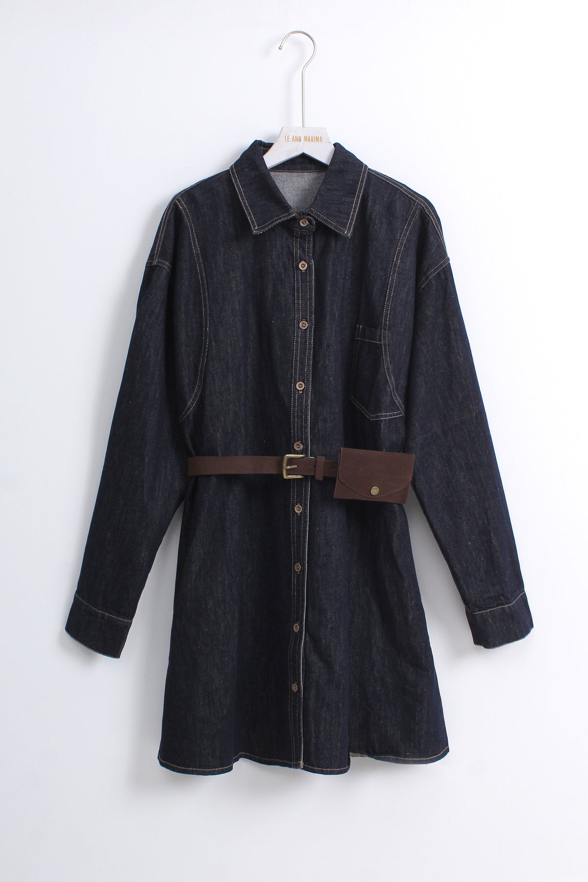 Denim Shirt Dress with Belt (L size)