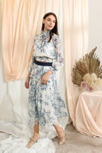Ruffle Chiffon Sets With Floral Prints