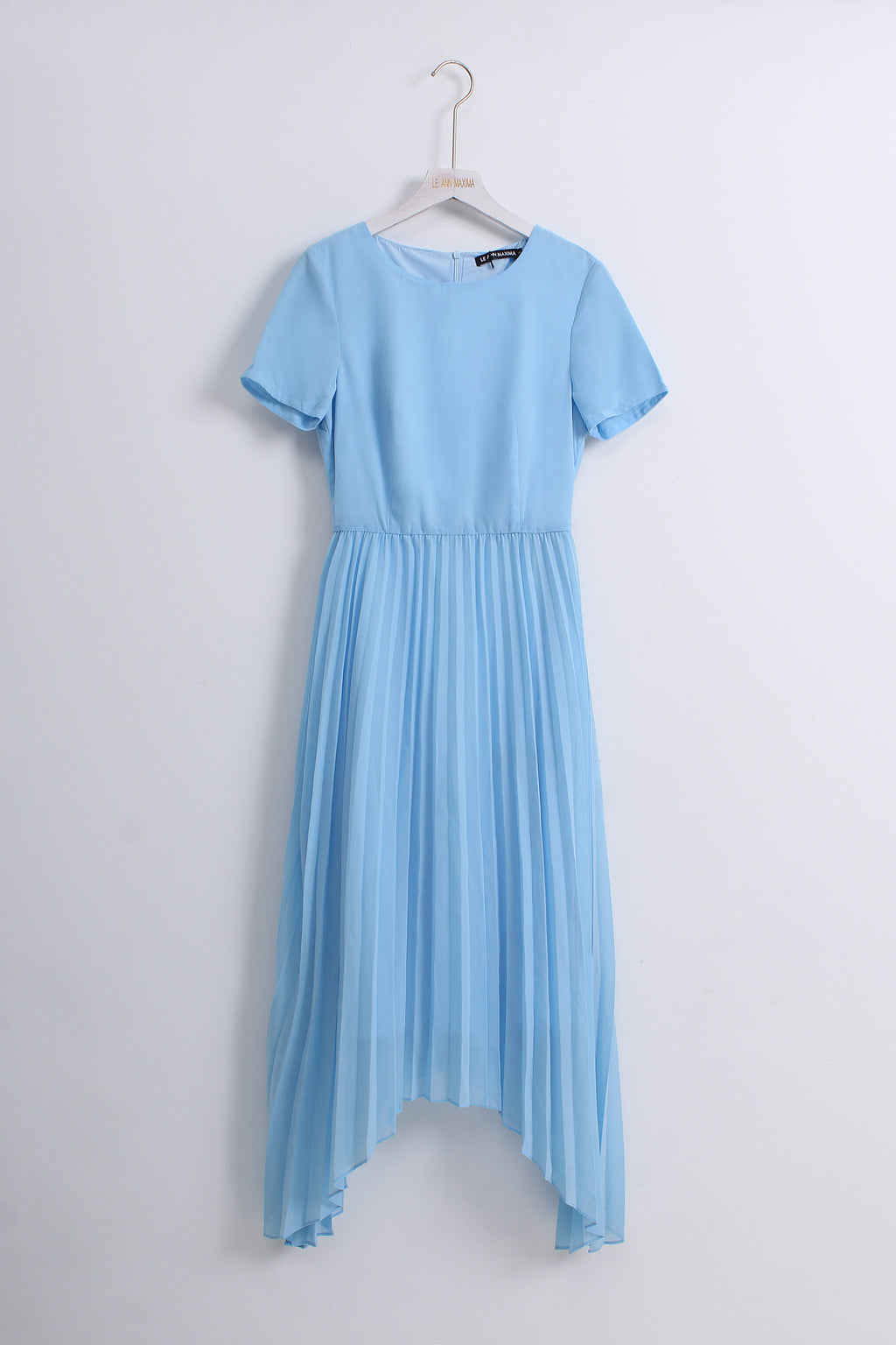 Light Blue High Low Pleated Dress