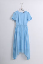 Light Blue High Low Pleated Dress