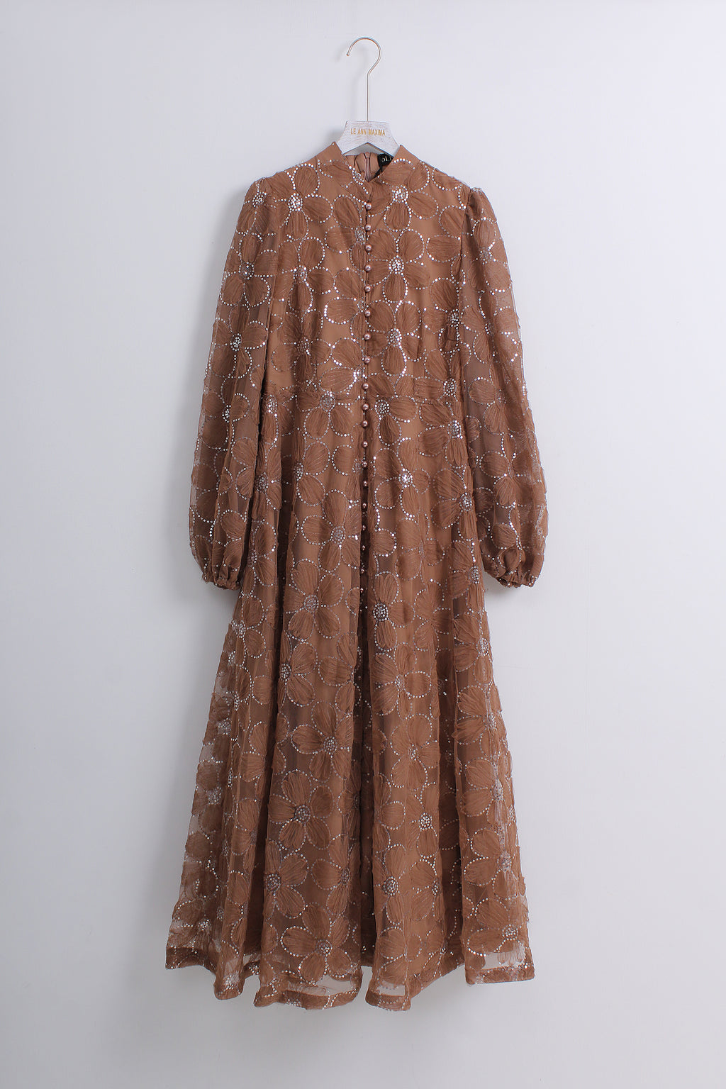 Floral Sequin Dress in Brown (L size)