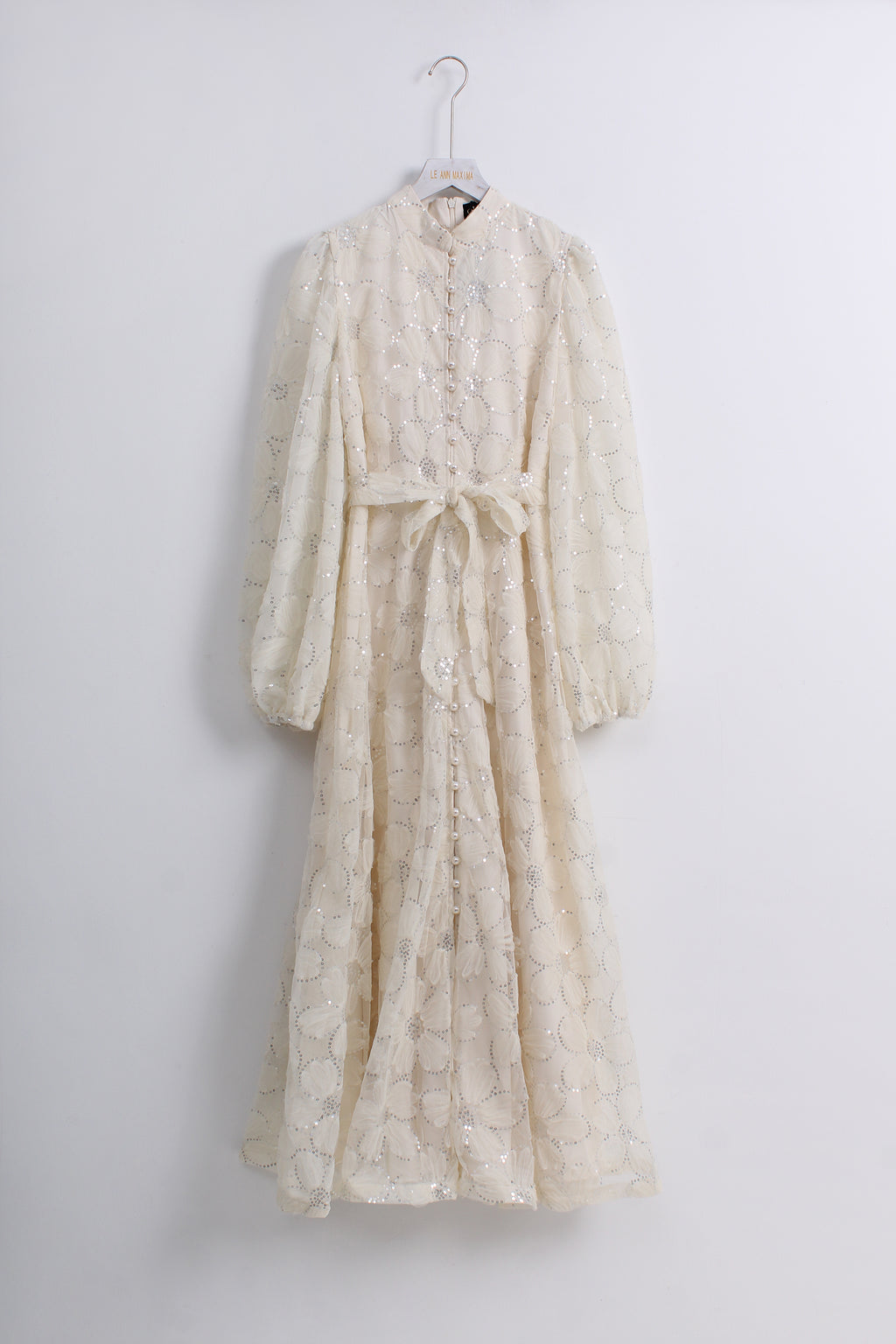Floral Sequin Dress in Cream (XL size)