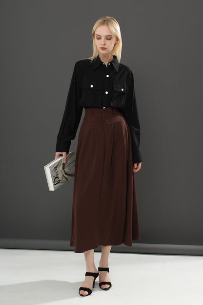 High Waist Tailored Maxi Skirt