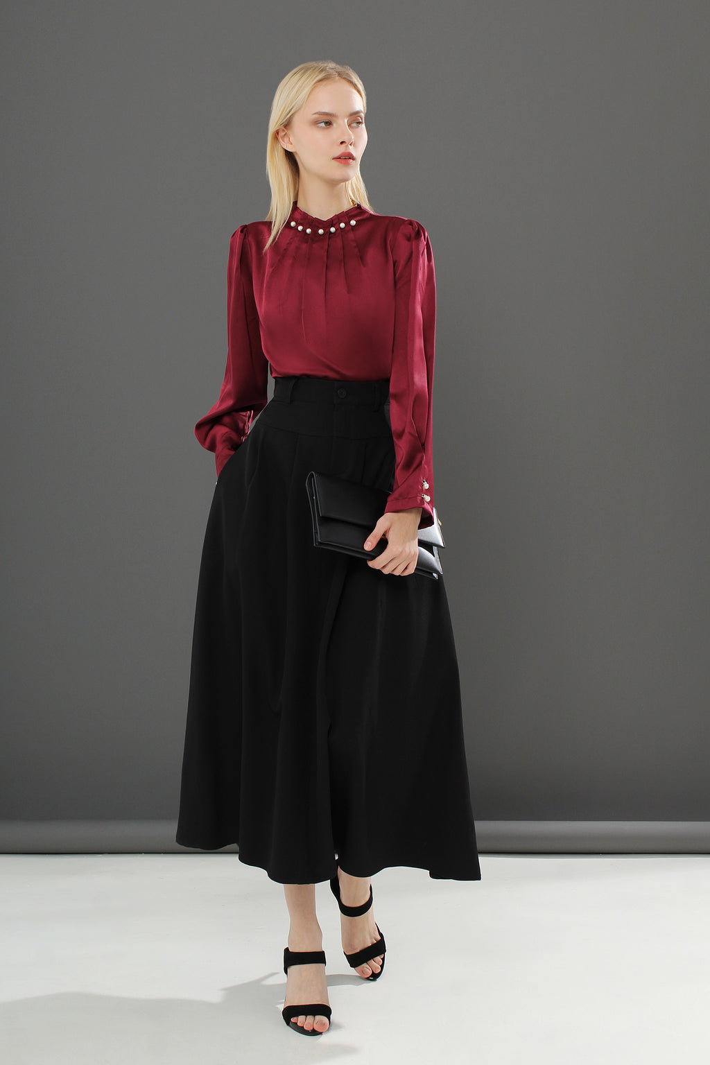 High Waist Tailored Maxi Skirt
